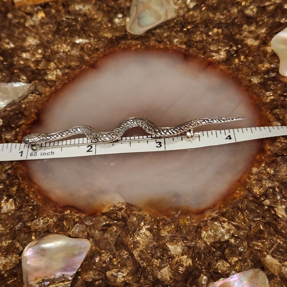 Vintage Sterling Silver Snake Brooch Lapel Pin - Picture 3 of 5